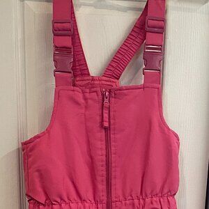 JA7028- Roebuck & Co Girls 7/8 Pink Snow Bibs Insulated Winter Overalls